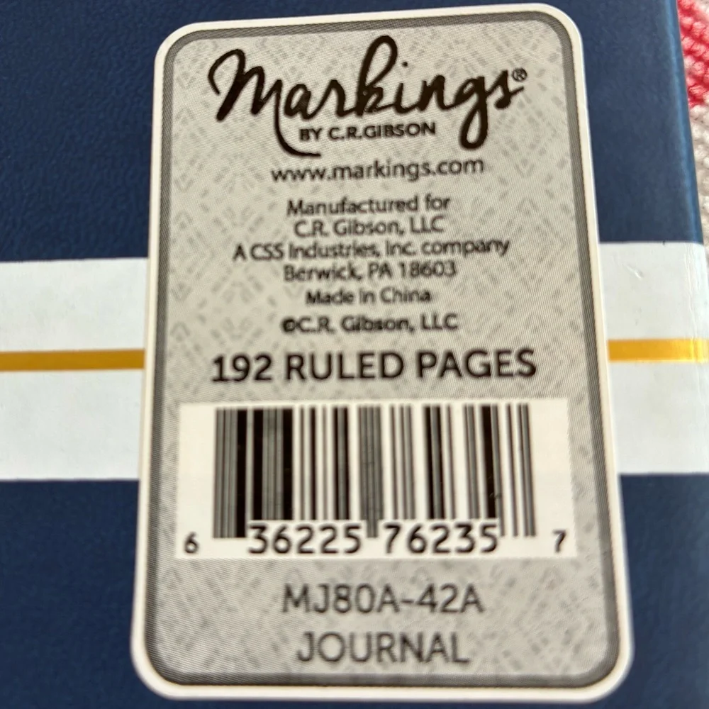 C. A. Gibson Writing Journal 192 Blank Pages 10” x 7.5” Striped Blue Gold NWOT
